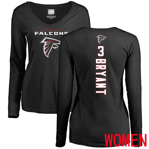 Atlanta Falcons Black Women Matt Bryant Backer NFL Football #3 Long Sleeve T Shirt